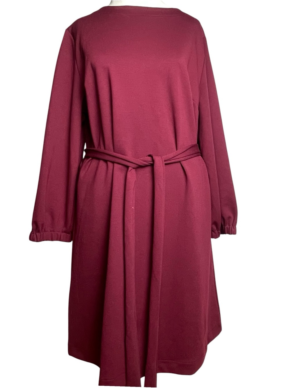 GAP NWT WMNS Dress Tie Waist Berry Red LS Round Neckline Holiday Christmas Sz 14